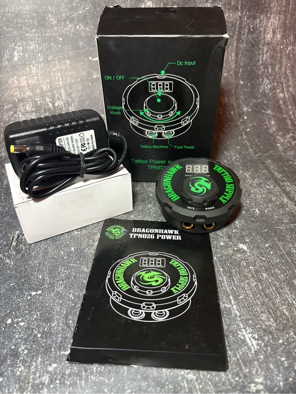 Black & Green Tattoo Power Supply TPN026